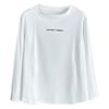 Primavera e Outono 110kg Moda para Gordinhas Mais Fácil de Combinar Estampa Slim Letras Pequenas Camiseta Manga Longa Plus Size Feminina 2241