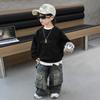 Sudadera de Otoño para Niños 2025 Nuevo Estilo Coreano Chico Guapo Top Tie-Dye Suéter de Primavera y Otoño para Niños Pequeños Moderno