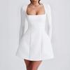 Vestido de Noche Elegante Europeo y Americano Di Yun de Manga Larga Falda Corta de Gama Alta Vestido Ropa de Mujer Otoño e Invierno 2025 Sitio Web Independiente de Amazon
