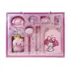 Lindo Kuromi Dibujo Animado 64K Cuaderno de Felpa Divertido Set de Papelería Sanrio Bolígrafo Peludo Insignia Premio