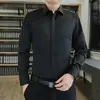 Camisa Lisa de Manga Larga para Hombre Directo de Fábrica Negocios Primavera Otoño Camisa Profesional Cuello de Solapa Corte Ajustado Camisa Blanca Hombre 5619
