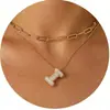 Nuevo Producto Transfronterizo de Amazon Collar con Letras de Burbuja Moda y Versátil Collar con Colgante de Pedrería Multicapa para Uso Diario