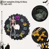 Corona de Halloween para Amazon Transfronteriza con Calaveras 50cm Corona Festival de la Cosecha Hojas de Arce Artificiales Decoración Fiesta de Terror