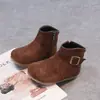 Botas de Otoño para Niños de Moda Versátiles Estilo Británico Botines para Niñas Versión Coreana Botas Pequeñas de Cuero de Princesa