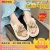 Zapatos de mujer talla grande Bai Zhenhe 35-43, falda floral, sandalias de hada para uso exterior, sandalias de playa de moda talla 41 con suela gruesa