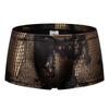 Pantalones bóxer transpirables de piel sintética con estampado de cocodrilo para hombre, cintura baja, para discoteca, D203