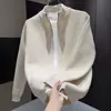 Nova moda de outono malha casual cleanfit jaqueta cardigã gola alta estilo old money top versátil masculino