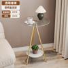 Sofá Simples para Casa Mesa Lateral de Ferro Forjado Mesa Lateral Mesa de Cabeceira do Quarto Mesa de Café Pequena de Vidro de Camada Dupla Estilo Minimalista Creme