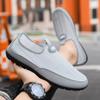 Verão Transfronteiriço Malha Respirável Vazada Cor Sólida Sapatos Masculinos Slip-On Sapatos Beanie Sola Macia Leve Sapatos Masculinos Casual Pessoas Preguiçosas