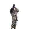Cardigã Cinza Gola V para Homens e Mulheres, Jaqueta de Tricô Estilo Solto e Relaxado para Outono e Inverno, Peça de Roupa Externa Casual Slim-Fit Retrô