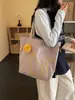 Bolso de lona bordado de gato original, simple y versátil, nuevo estilo coreano ins de gran capacidad para el día a día, de algodón puro, para llevar al hombro