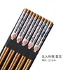Palillos Estilo Japonés para Uso en Casa, Un Par por Persona, Palillos de Bambú Carbonizado, Palillos Puntiagudos, Antideslizantes, Alto Valor Estético, Juego de Cinco Pares