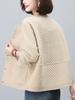 Abrigo corto con rombos para madre de mediana edad, uniforme de béisbol de primavera y otoño para mujer, top holgado informal de manga larga con cuello redondo