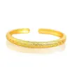 Joyería chapada en oro con diseño de cielo estrellado y monedas de diamantes completos, pulsera abierta, imitación de oro, accesorio de boda de lujo ligero de nicho con un toque de alta gama
