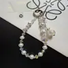 Corona de Perlas de Lujo Ligero Colgante de Cuentas Cadena para Teléfono Accesorio Cadena Corta Hecha a Mano Llavero Cadena para Colgar en Bolso