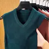 Chaleco de punto para hombre, camiseta básica para hombre, tejido sin mangas de cuello en V ajustado para negocios, chaleco para hombre, suministro directo de fábrica