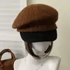 Boina tejida de estilo británico vintage para mujer, de alta calidad, moderna, versátil gorra de plato, circunferencia de cabeza grande, sombrero artístico de pintor