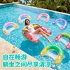 Tumbona flotante inflable, anillo de natación engrosado, diseño antivuelco, apto para niños y adultos, cama flotante inflable para actividades acuáticas