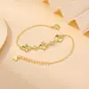 Yuebao Jewelry Plata de Ley S925 Trébol de Cuatro Hojas Incrustado con Diamantes Cadena Fina Suave Versátil Pulsera de la Suerte para el Trabajo Apilable Pulsera para Mujer