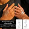 Adesivo de tatuagem temporária de escorpião floral em folha de prata para braço, dorso da mão, pulso, pescoço, tornozelo, à prova d'água e duradouro, design animal estilo ins europeu e americano
