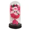 Ramo de Pulgar de Rosa y Clavel Regalo del Día de la Madre Exquisita Cúpula de Cristal Flor de Jabón de Confesión Flor Eterna Regalo