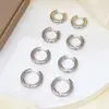 Moda Transfronteriza Europea y Americana Pendientes Gruesos de Moda Acero de Titanio Joyería Minimalista Aros Gruesos Huecos en Forma de C Gama Alta