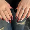 Arte de Uñas Uñas Portátiles Exportación Popular Retro Noche Oscura Rojo Vino Huella de Labios Tipo Almendra Mediana Arte de Uñas Portátil