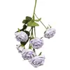 Flores Artificiales Transfronterizas 6 Cabezas Rosa Melocotón Flores Artificiales Multicolor Fantasía Guía de Camino de Boda Rosas Artificiales