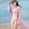 [Dulce Primer Amor] Bikini Bikini Dividido Traje de Baño para Mujer de Tres Piezas Cover-Up de Manga Larga Ropa de Playa para Vacaciones