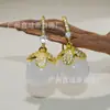 Atmosfera de luxo calcedônia verde natural gancho de orelha temperamento alto gelo transparente brincos de ágata branca brincos longos fábrica atacado