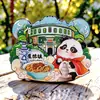 Imán de refrigerador de madera de la marea nacional de Wenchuang del pabellón Longzhu de Jingdezhen, recuerdo turístico tridimensional creativo de tres capas