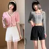 Pantalones de Seguridad de Seda de Hielo para Mujer Anti-Rozaduras Verano Delgados Leggings Se Pueden Usar por Fuera sin Enrollarse Sueltos Encaje Pantalones Cortos para la Piel