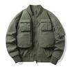 Chaqueta Bomber para Hombre Traje de Béisbol Retro Americano Chaqueta de Ropa de Trabajo Multibolsillos Funcional para Exterior Tres Pruebas Carga Superior