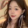 Corea del Sur Zhao Meiyan Diseño Mismo Estilo Alto Sentido Ins Correa Lazo Aretes Aretes Colgante Campana Cinta para Mujeres