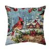 Funda de Almohada Navideña Retro de Pintura al Óleo Transfronteriza Súper Suave de Felpa Corta Estampada Muñeco de Nieve Navideño Cojín para Sofá