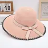 Sombrero de Verano con Ala Ancha para Mujer, Protección Solar, Sombrero de Paja con Lazo, Elegante Sombrero de Paja Transpirable con Ala Ancha para Vacaciones en la Playa