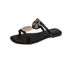 Sandálias Romanas Femininas para o Verão 2026, Padrão Mármore, Fivela Redonda, Chinelos Slip-on Estilo Francês para Férias na Praia