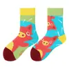 Calcetines originales de moda infantil AB color asimétrico dibujos animados longitud media otoño e invierno caramelos lindos calcetines de algodón para niños y niñas