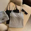 Chica Caliente Estilo Nuevo Versátil Color Sólido Tirantes Finos Almohadillas Fijas en el Sujetador Camiseta sin Mangas Adelgazante Moda Capa Base Ropa Interior Cómoda