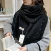Bufanda de Lana Mezclada con Hilo de Puntos Estilo Coreano Shawl Doble Uso Oversize Bufanda Cálida de Invierno para Mujer Estudiante