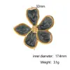 Anillo de Acero Inoxidable Francés Transfronterizo Retro Esmalte de Goteo Flor de Cinco Pétalos Nicho Femenino Alto Grado Exquisito Anillo de Acero de Titanio Joyería