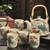 Xinmingxuan Cerámica Azul y Blanca Vintage con Filtro Juego de Té Doméstico Juego de Té Tetera de Porcelana Taza de Té Tetera de Cola Juego de Té