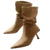 Nuevas Botas de Caballero de Caña Media para Mujer Otoño 2026, Botines Delgados de Tacón Alto y Punta Fina, Tacones Altos Adelgazantes, Botas Martin y Botas de Tacón