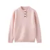 Camiseta base de cashmere de cor sólida com três botões, estilo espesso para outono e inverno, para bebês meninos e meninas, suéter de cashmere infantil