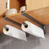 Suporte de Papel Toalha de Cozinha Aço Inoxidável Sem Furos Porta Rolos de Papel Sob o Armário Papel Absorvente de Óleo Rack de Suspensão para Filme Plástico Suporte para Pano de Prato