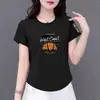 Comercio Exterior Transfronterizo Ropa para Madres de Mediana Edad y Mayores, Camiseta de Manga Corta, Talla Grande Holgada, Top que Cubre el Vientre, Camisa Adelgazante