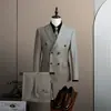 Conjunto de terno de alta qualidade, terno de malha dupla de botão casual de negócios, terno de casamento, traje formal, traje premium para noivo