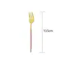 Tenedor de Fruta de Acero Inoxidable 304 Transfronterizo Estilo Occidental Pulido Creativo Dorado Portugués Vajilla Tenedor Pequeño Tenedor para Pastel