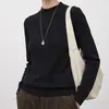 Suéter de punto de cachemira de cuello medio, suéter de invierno, nuevo estilo para mujer, color liso, ajuste ceñido, top base, suave y cómodo, prenda interior