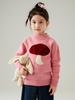 Camiseta Interior de Punto para Niños con Media Cuello Alto 100% Lana Patrón de Dibujos Animados 25 Otoño e Invierno Suéter Versátil Engrosado para Niños y Niñas